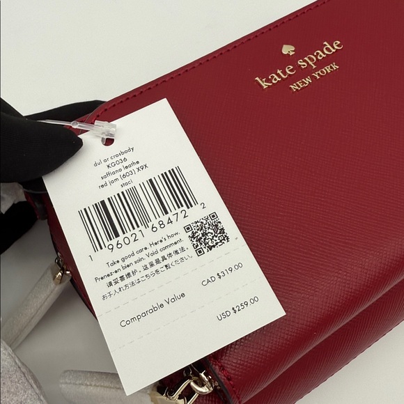 Kate Spade Staci Mini Dual Zip Around Crossbody Red Jam - Picture 9 of 16